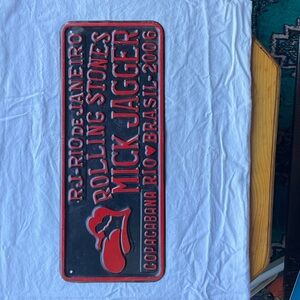 Rolling Stones Mick Jagger commemorative metal plaque 2006 Rio de Janiero Brasil